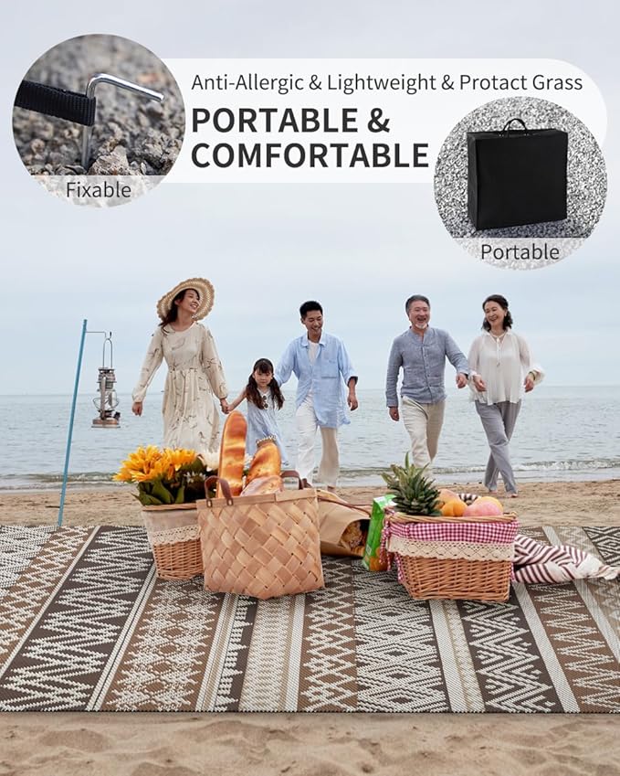 MontVoo Outdoor Rug Carpet Waterproof-Patio Rug Mat 8x10 Reversible RV Outdoor - Image 6