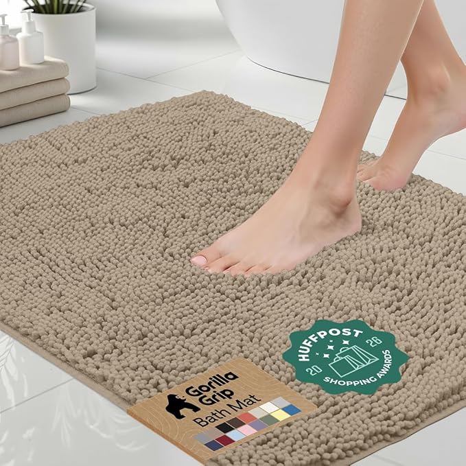 GORILLA GRIP Bath Rug Mat 70x24, Thick Absorbent Chenille, Quick Dry Microfiber by Unknown