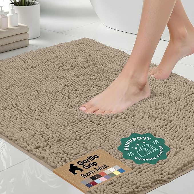 GORILLA GRIP Bath Rug Mat 36x24, Thick Absorbent Chenille, Quick Dry Microfiber by Unknown