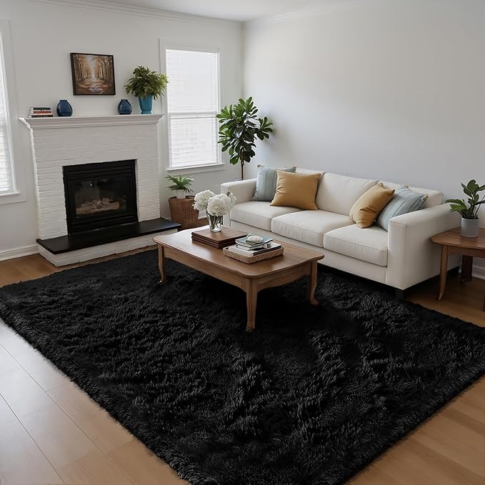 Fluffy Rug Shag Area Rug, Small Bedside Rug, Soft Fluffy Shag Entryway Throw - Image 3