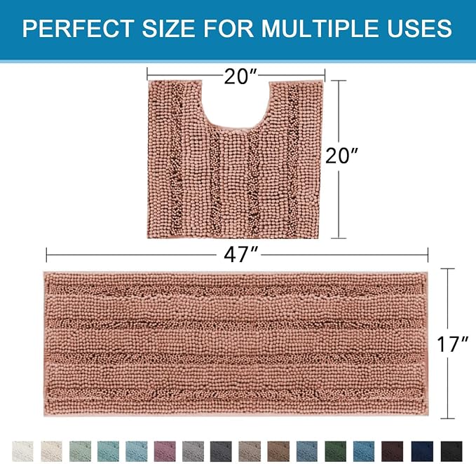 H.VERSAILTEX Bathroom Rugs Bath Rug Set 2 Piece Bathroom Contour Rug Toilet Mat - Image 2
