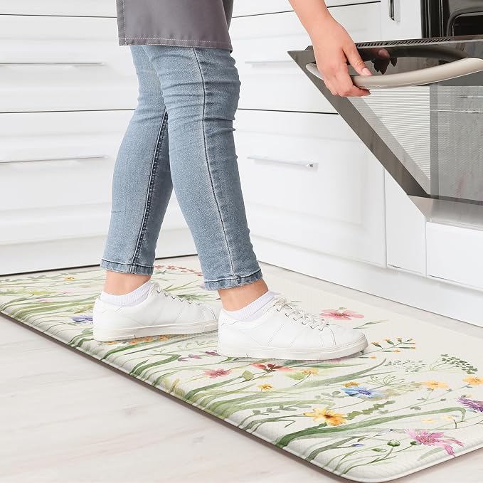 KIMODE Anti Fatigue Kitchen Mat 17.3"x29", Boho Floral Kitchen Floor Mats Non - Image 9