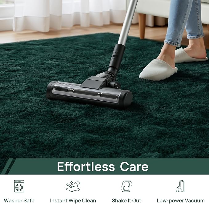 Deerhoo Soft Deep Green Area Rug Shaggy Rugs Fluffy Carpets - Image 6