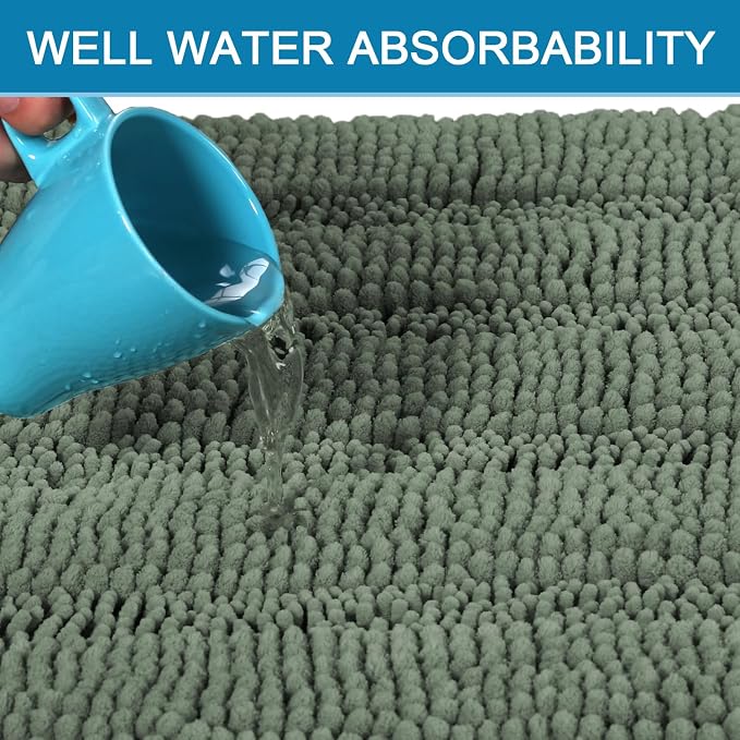 H.VERSAILTEX Bath Mats for Bathroom Non Slip Extra Thick Chenille Striped Bath - Image 5