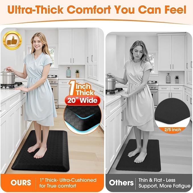 StepRite 1” Thick Kitchen Mats for Floor, Anti Fatigue Kitchen Rugs, Heavy Duty - Image 3