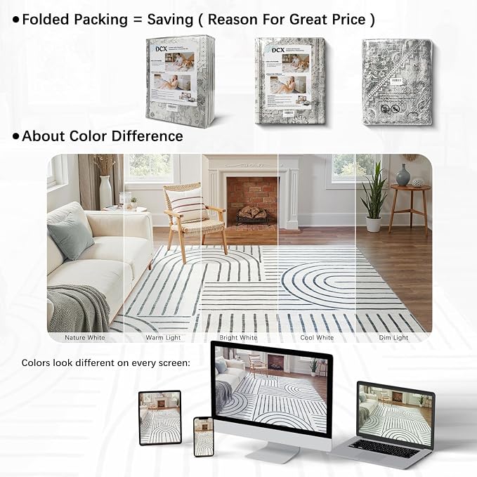 DCX Abstract Machine Washable 5x7 Rug, Soft Low Pile Non Slip Carpet, Kid & Pet - Image 9