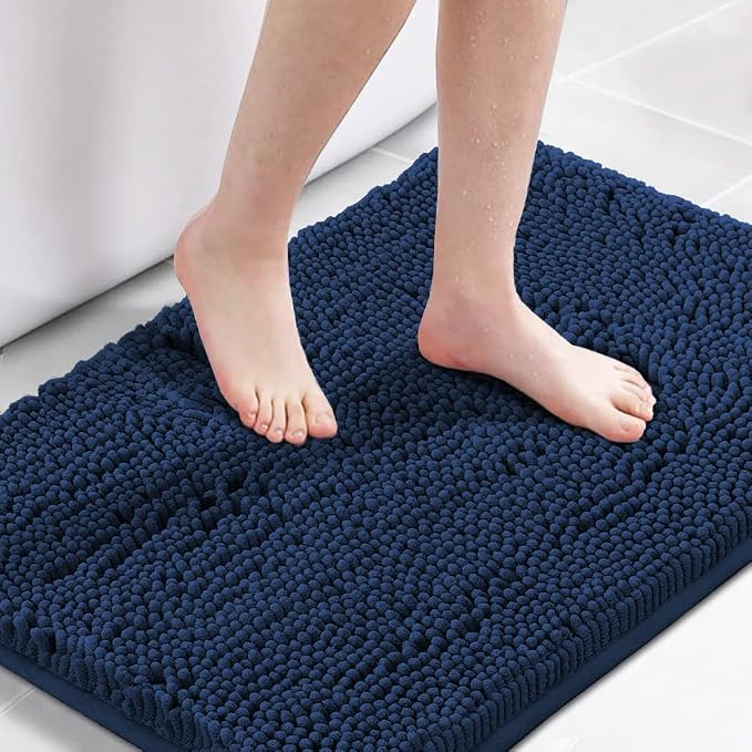 H.VERSAILTEX Navy Bath Mat, Bathroom Rug 36 x 24 Non Slip Bath Mats by HVERSAILTEX