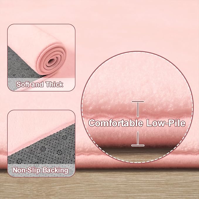 Amearea Modern Area Rugs for Bedroom Living Room, 4x6 Feet Pink Thickened - Image 3
