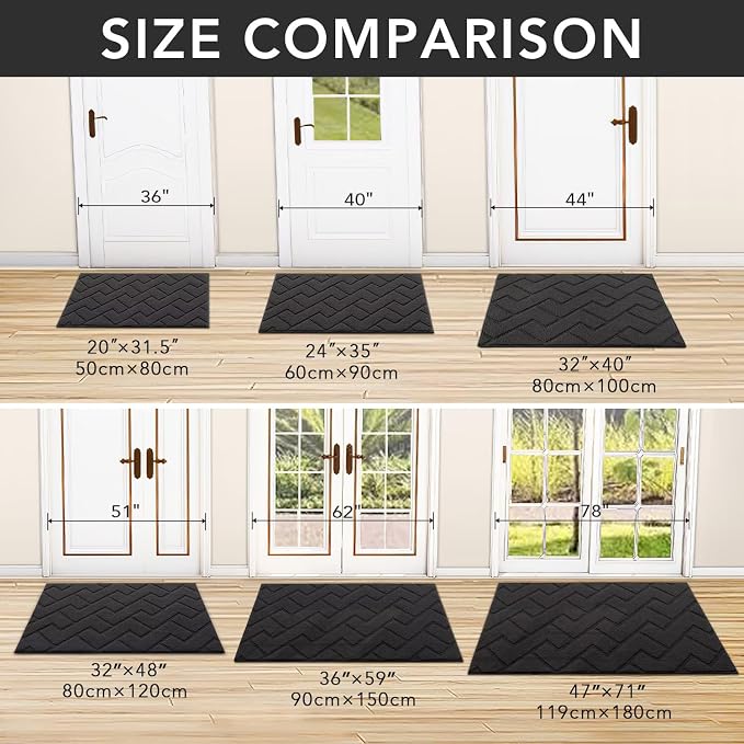 hicorfe Indoor Doormat, Front Back Door Mat Rubber Backing Non Slip Door Mats - Image 4