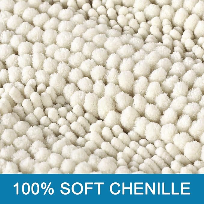 H.VERSAILTEX Bath Mats for Bathroom Non Slip Thick Chenille Striped Bath Rug - Image 3