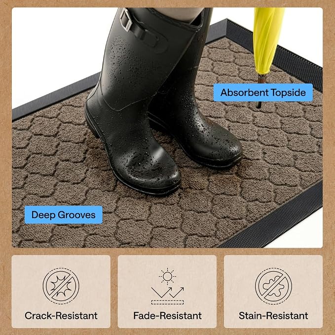 GORILLA GRIP 100% Waterproof All-Season WeatherMAX Doormat US Designed Natural - Image 5
