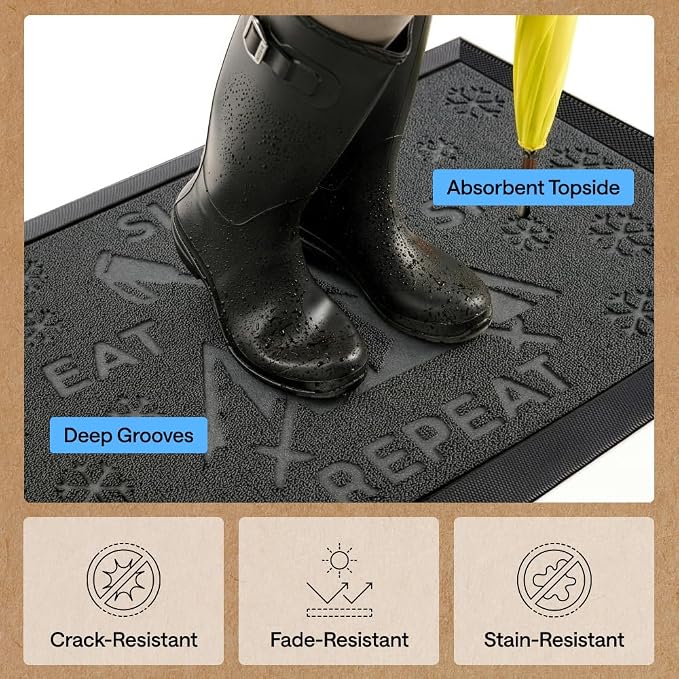 GORILLA GRIP 100% Waterproof All-Season WeatherMAX Doormat 35x23, US Designed - Image 5