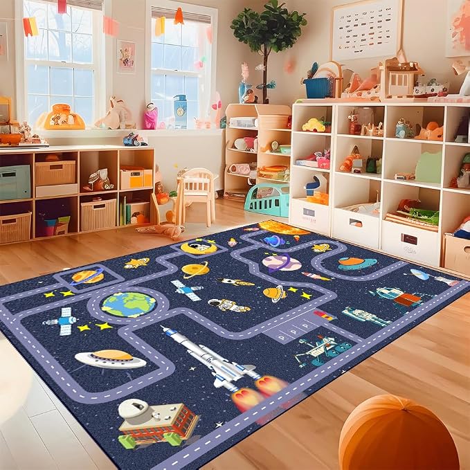 Outer Space Kid Rug, Boys Car Rug - Image 5