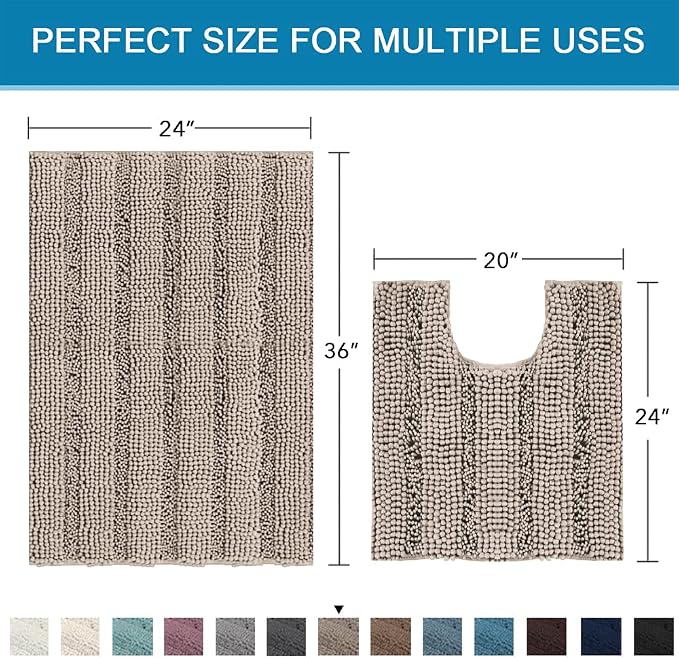 H.VERSAILTEX Bathroom Rugs Bath Rug Set 2 Piece Bathroom Contour Rug Toilet Mat - Image 2