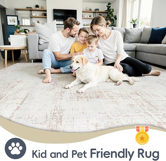 5x8 Area Rugs for Living Room Washable Rug: Anti-Skid Abstract Modern Living - Image 6