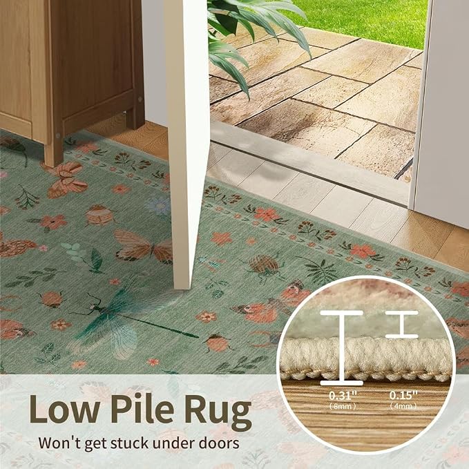 Rugxara Floral Rug for Living Room Bedroom, 8x10 Area Rugs, Large Non Slip Low - Image 6