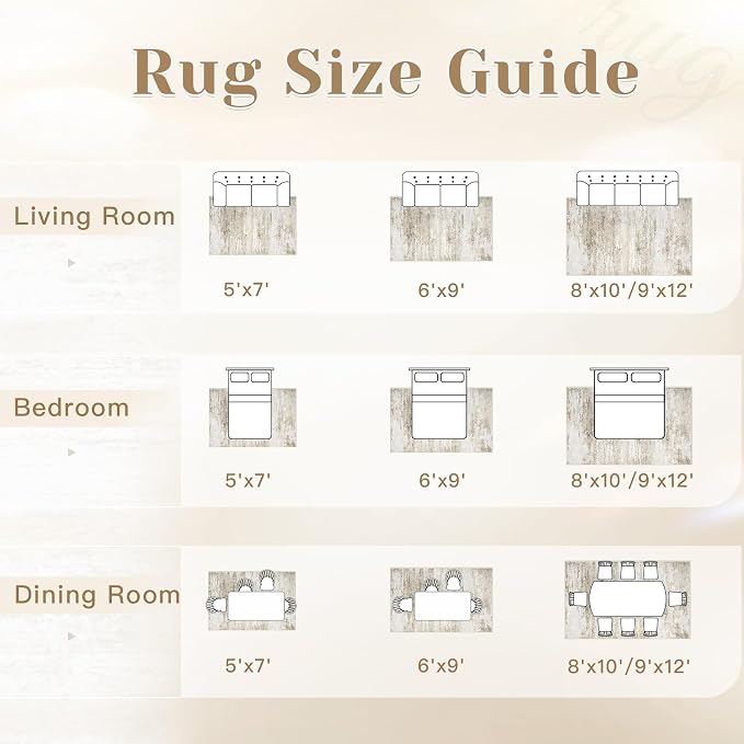 Washable Rug 10x14 Area Rugs for Living Room: Large Neutral Soft Rug Abstract - Image 8