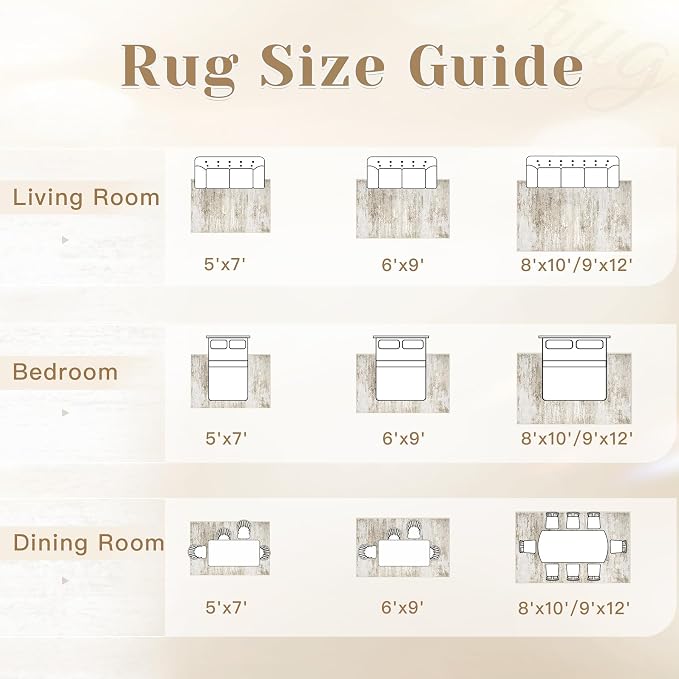 Washable Rug 6x9 Area Rugs for Living Room: Neutral Soft Rug Abstract Non Slip - Image 6