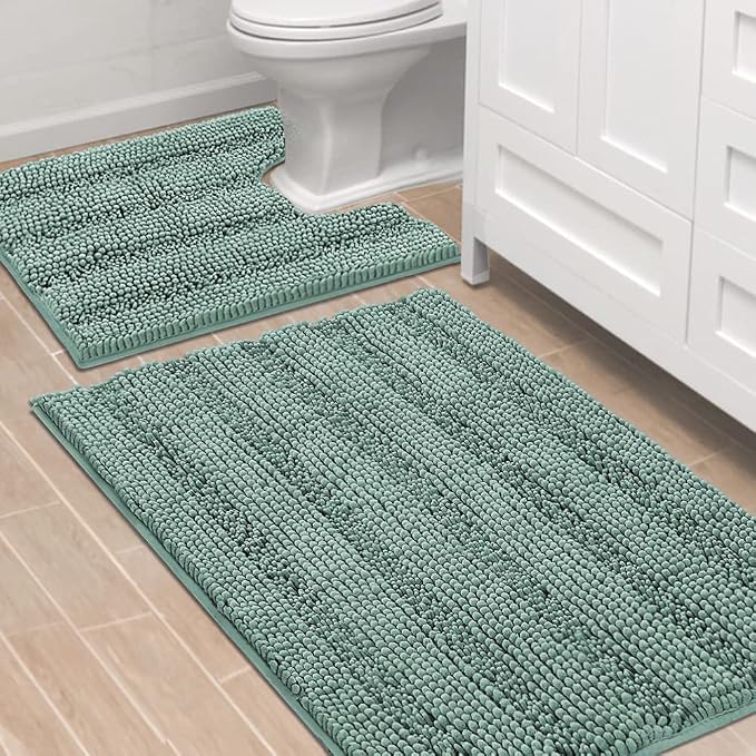 H.VERSAILTEX Bathroom Rugs Bath Rug Set 2 Piece Bathroom Contour Rug Toilet Mat by HVERSAILTEX