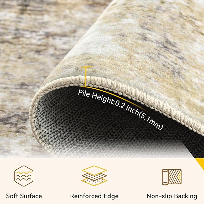 RELEANY Washable Area Rugs 5'x7' Non-Slip Modern Abstract Soft - Image 4