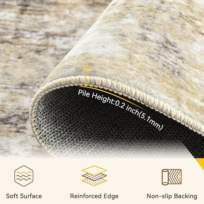 RELEANY Washable Area Rugs Square 8ft Non-Slip Modern Abstract Soft - Image 2