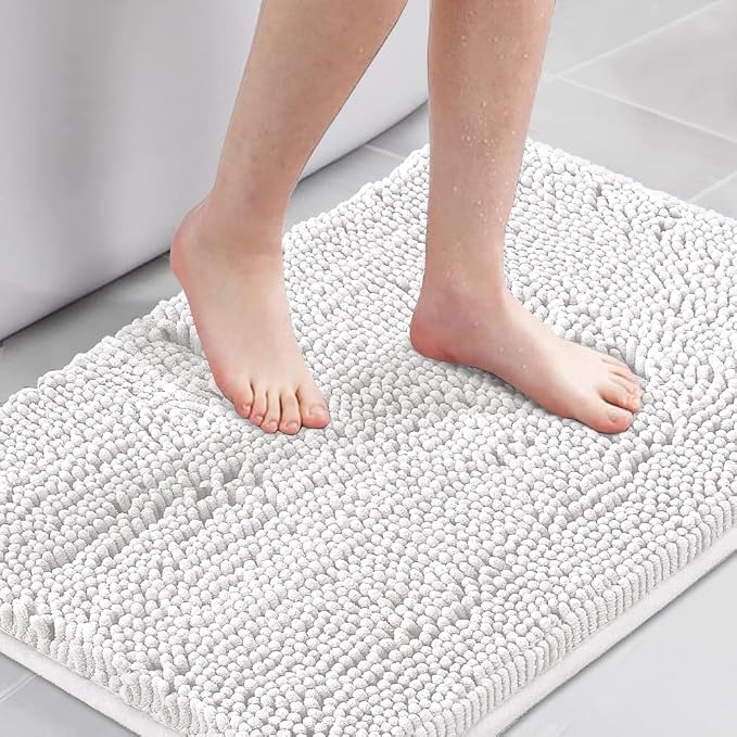 H.VERSAILTEX Pure White Bath Rug Super Soft Microfiber Non Slip Mat Absorption by HVERSAILTEX