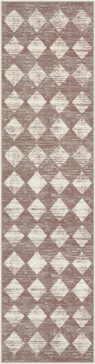 Checkered Runner Rug 2x8 Beige, Hallway Kitchen Bathroom Non Slip Washable - Image 9