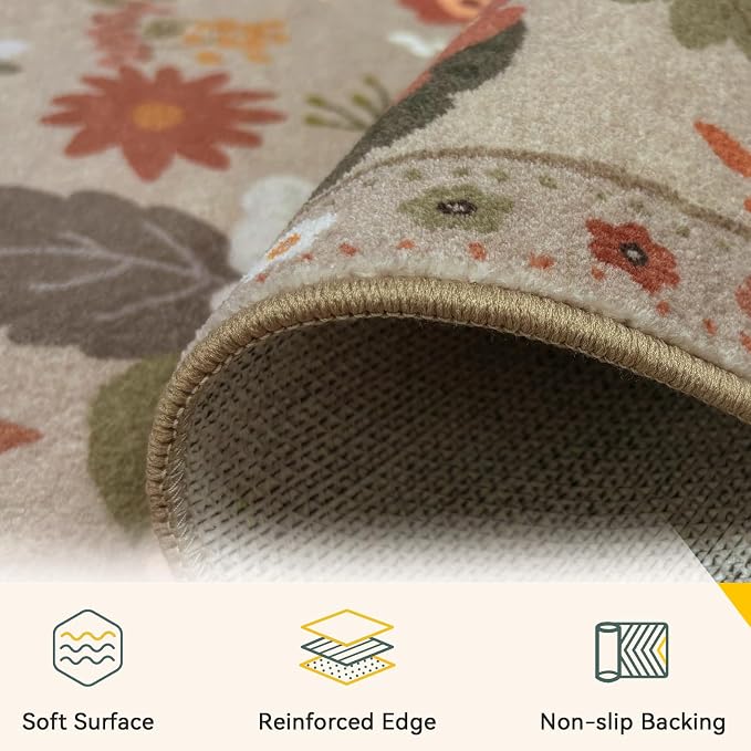 RELEANY Floral 5x7 Area Rugs Washable Print Boho Cute Carpet Non Slip Flower - Image 4