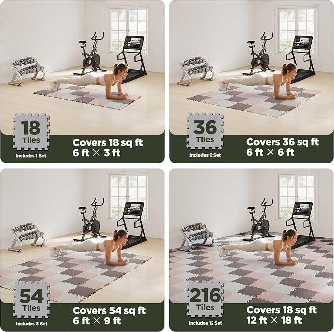 AIRHOP 18 PCS Gym Floor Mat, EVA Foam Puzzle Gym Mat, High-Density Interlocking - Image 5