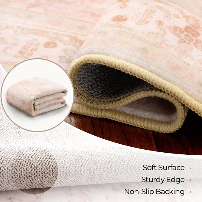 CAPALOCA Machine Washable Rugs Nursery Rug 3x5 Cute Girl Non Slip Low Pile - Image 4