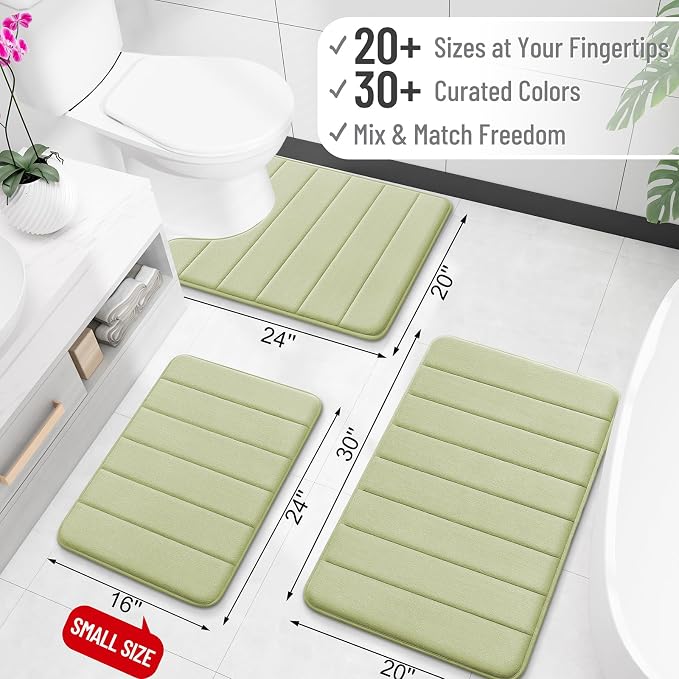 OLANLY Memory Foam Bath Mat 24x16, Super Soft Absorbent Bathroom Rugs, Quick Dry - Image 2