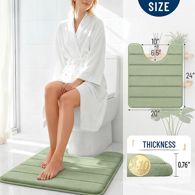 OLANLY Memory Foam Toilet Rugs U Shaped 24x20, Super Soft Absorbent Contour - Image 4