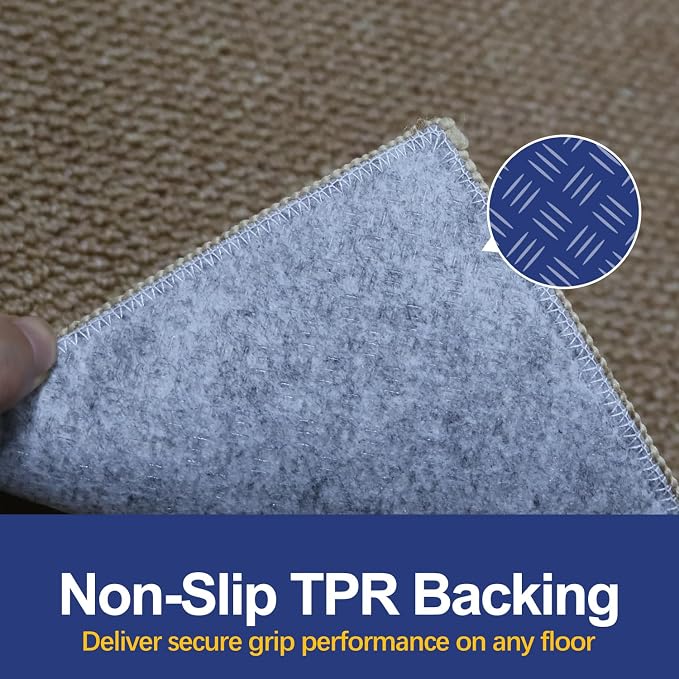 Faux Jute Area Rug 8'x10', Washable & Non-Slip, Taupe | 0.27" Low Pile Easy - Image 2