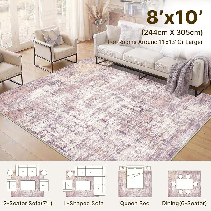8x10 Area Rugs Washable Living Room Rug-No Slip Soft Carpets Modern Abstract - Image 2