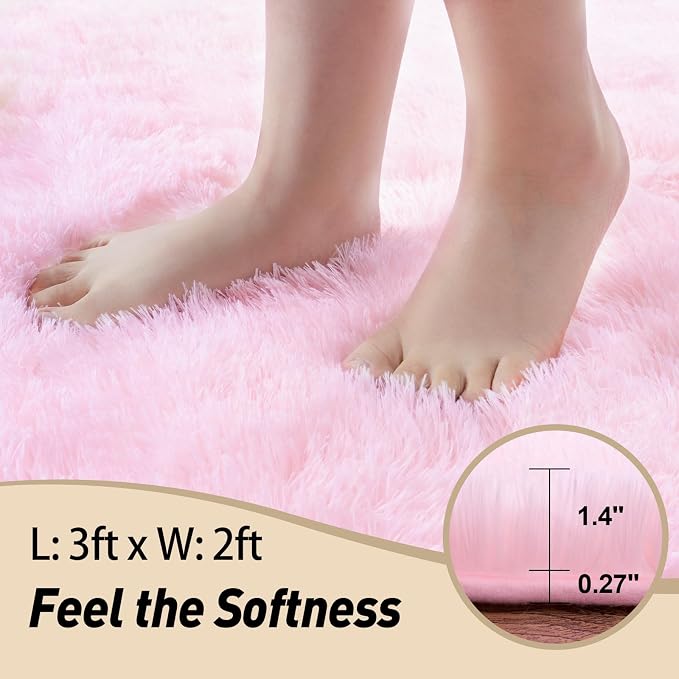 Mugorn Pink Fluffy Soft Rugs for Girls Bedroom, 4x6 Ft Shaggy Area Rugs for - Image 4