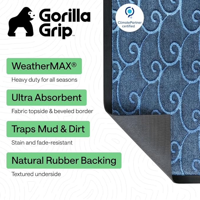 GORILLA GRIP 100% Waterproof All-Season WeatherMAX Doormat, US Designed Natural - Image 2