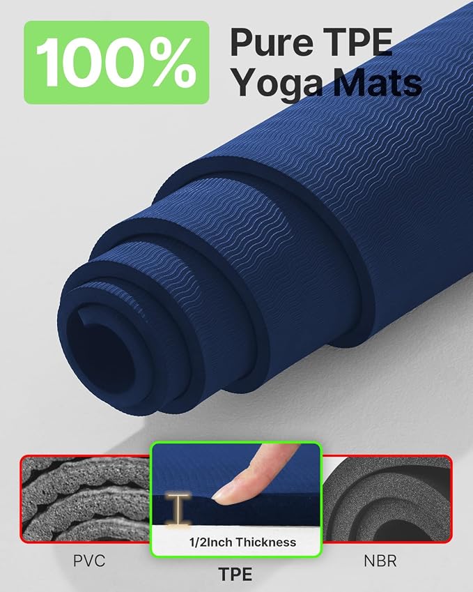 YOTTOY Large Yoga Mat, Extra Wide TPE Exercise Mat, Non-Slip Workout Mat - Image 3
