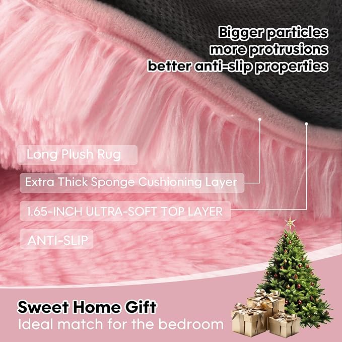 6x9 Rugs for Living Room, Cute Pink Rug for Bedroom, Plush Fluffy Carpet - Image 6