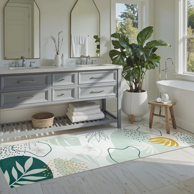 Lahome Green Runner Rugs for Hallway 2x10, Extra Long Washable Non-Slip Kitchen - Image 4
