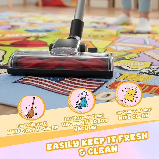 Educational USA Map Area Rug 4x6, Playroom Bedroom Classroom Rug - Image 6