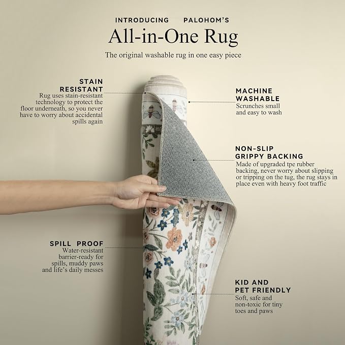 Machine Washable Rugs for Living Room: 6x9 Area Rugs for Bedroom Vintage Stain - Image 4