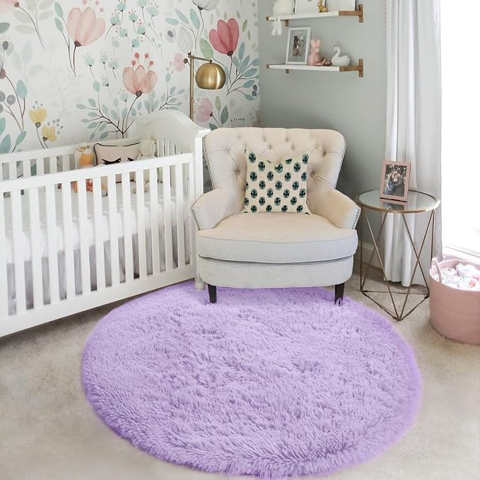 Amdrebio Light Purple Small Round Rugs 3Ft - Image 6