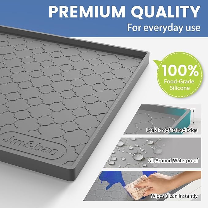 Jin&Bao Waterproof Under Sink Mat 28" x 19", Thick Silicone Mat Cabinet - Image 2