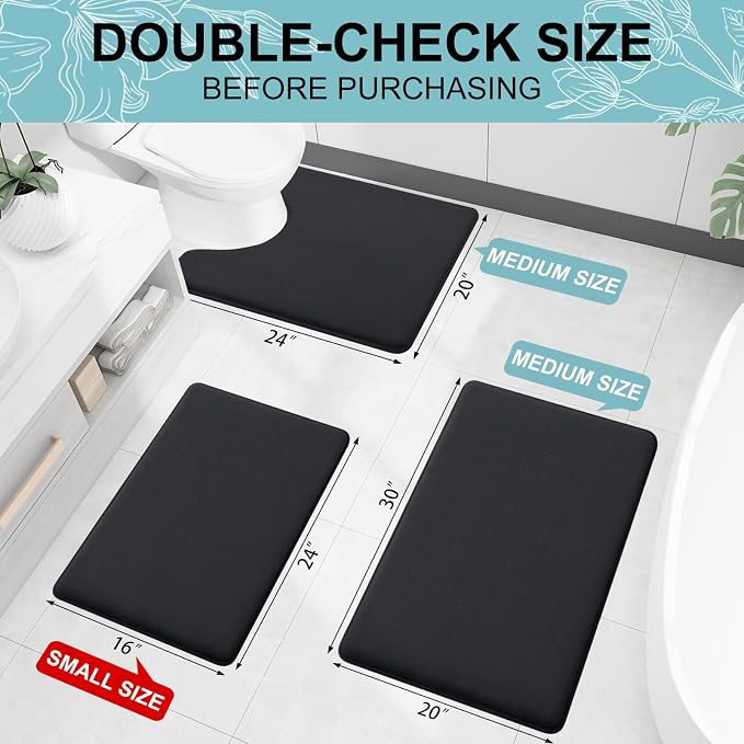 Smiry Memory Foam Bath Mat 30x20, Extra Soft and Absorbent Bathroom Mats - Image 3