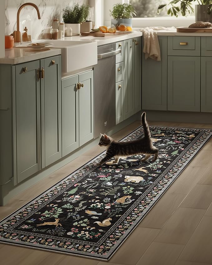 Machine Washable Kitchen Runner Rugs: 2'x6' Entryway Rug Non Slip Low Pile by palohom