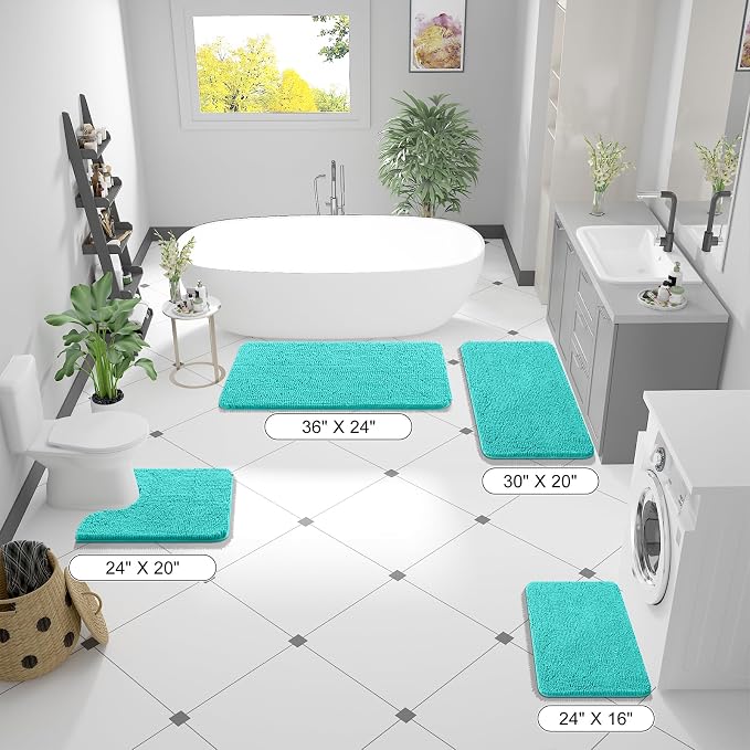 OLANLY Bathroom Runner Rugs 47x24, Extra Soft Absorbent Chenille Bath Rugs - Image 2