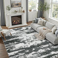 DCX Abstract Area Rug 6x9, Washable Black Modern Rug by DCXWashableRug
