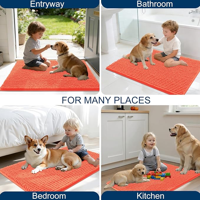OLANLY Dog Door Mat for Muddy Paws 59x35, Ultra Absorbent Chenille Mud Doormat - Image 8