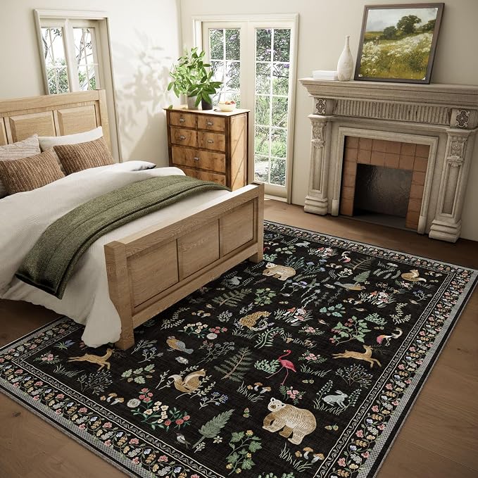 9x12 Area Rugs for Living Room: Washable Bedroom Rug Vintage Stain Resistant - Image 2