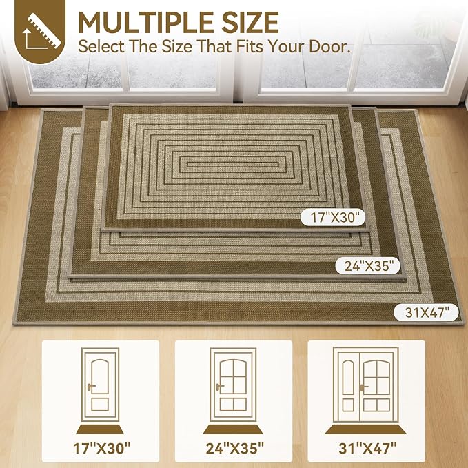 Front Door Mat 24''x35'', Absorbent Dirt Resist Washable Non Slip Low-Profile - Image 2